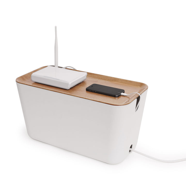 Hideaway™ Cable Box XXL, Natural Wood Decor Top