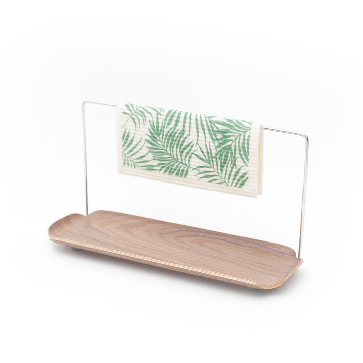 Leaf™ Sink Organiser With Dishcloth Hanger, Walnut – Water-Resistant