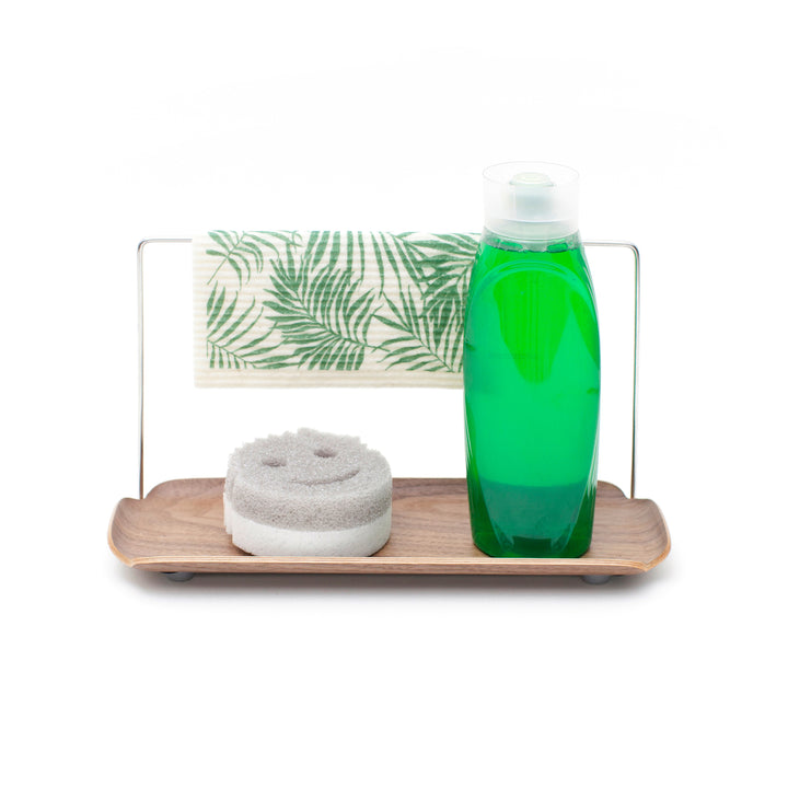 Leaf™ Sink Organiser With Dishcloth Hanger, Walnut – Water-Resistant