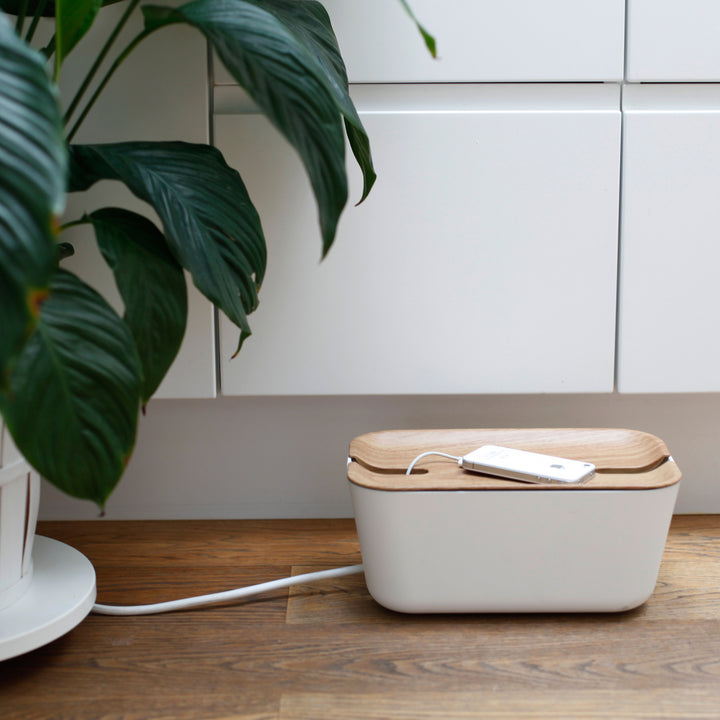 Hideaway™ Cable Box M, Natural Wood Decor Top
