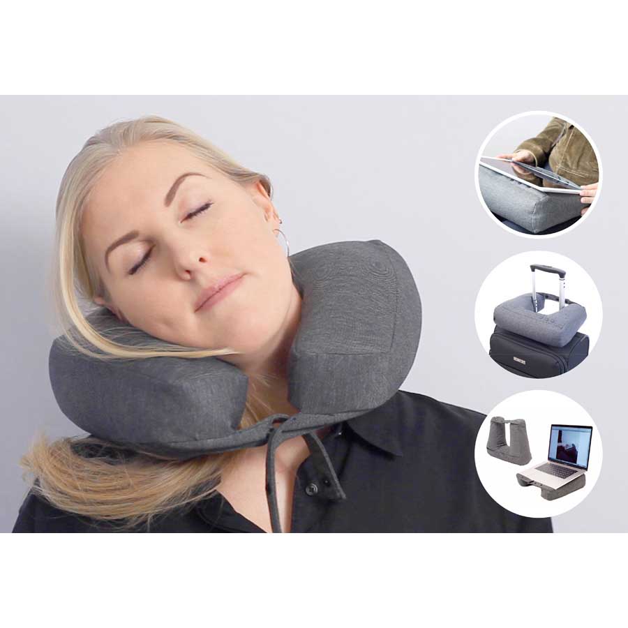 Kneck™ Travel Pillow 3-in-1. Comfort Plus. Salt Pepper Gray. 33x28x10 cm.  - 1