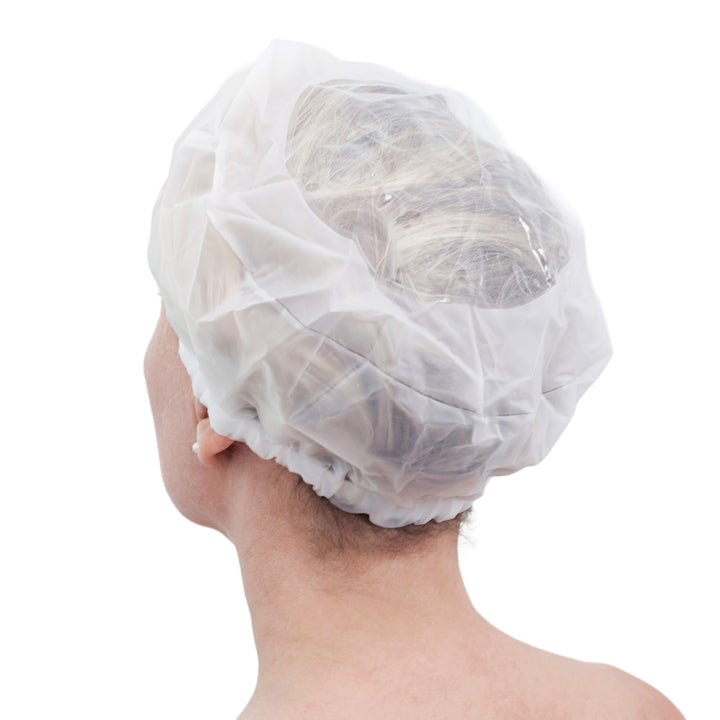 Shower cap 
Frost white
Environmentally friendly plastic PEVA