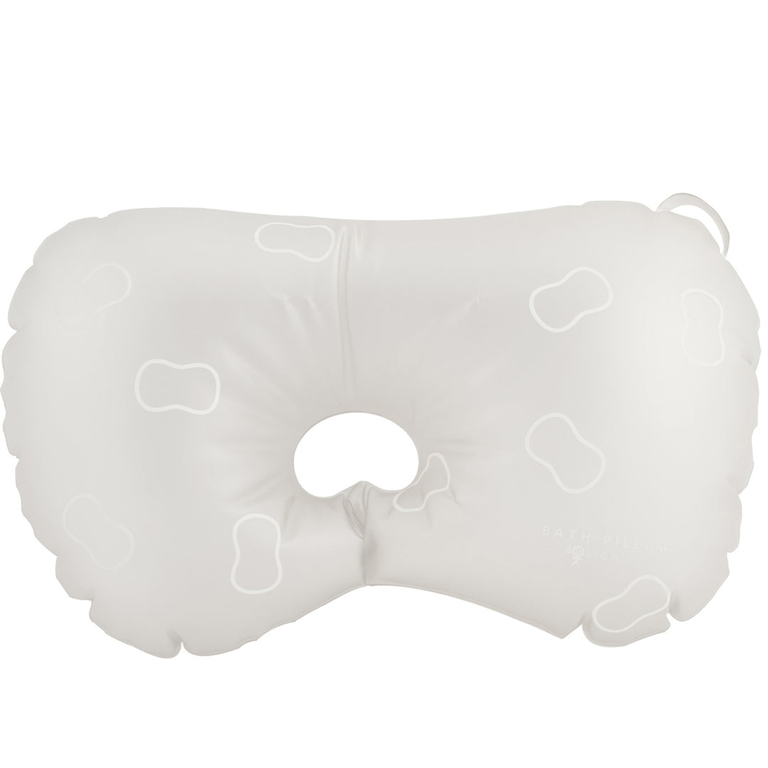 Inflatable Bathtub Pillow 
Frost White. Suction cup fastener
Made from recycled vinyl (BPA-free)