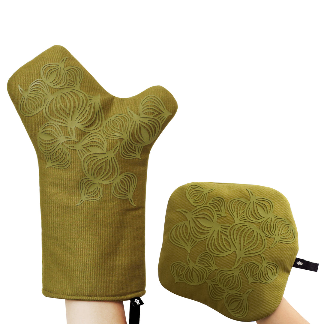 Non-slip Oven Mitt 2-in-1
Olive Green. Cotton. Silicone