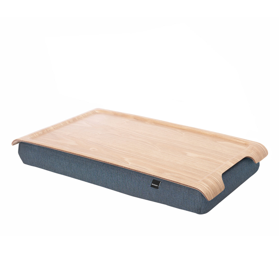 Mini Laptray 
Willow Wood 
Salt & Pepper Gray Cushion. Lacquered Surface