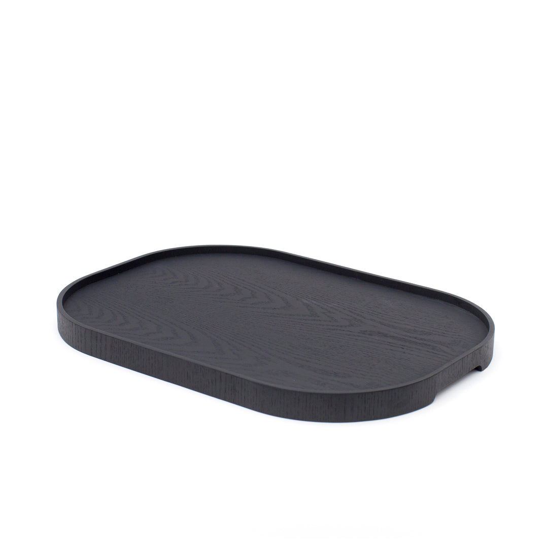 CurveLine™ Serving Tray Anti-Slip Large Willow Wood, Black Matte