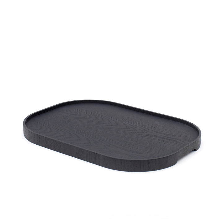 CurveLine™ Serving Tray Anti-Slip Large Willow Wood, Black Matte