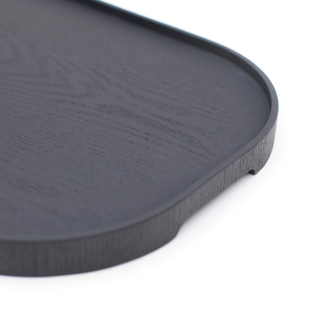 CurveLine™ Serving Tray Anti-Slip Large Willow Wood, Black Matte