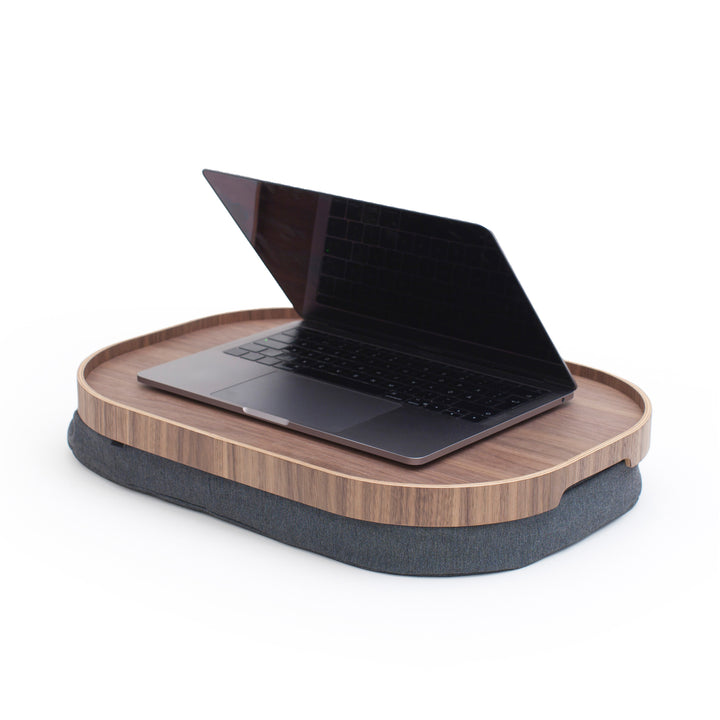 Laptray Anti-Slip CurveLine. Large
Walnut Wood
Salt & Pepper Gray Cushion. Non-Slip Surface