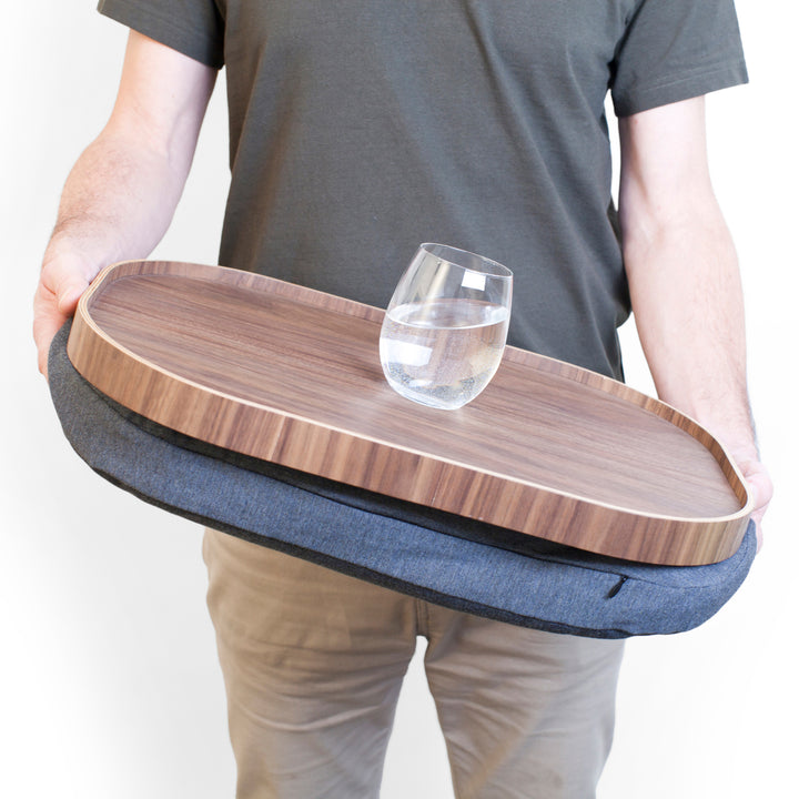 Laptray Anti-Slip CurveLine. Large
Walnut Wood
Salt & Pepper Gray Cushion. Non-Slip Surface