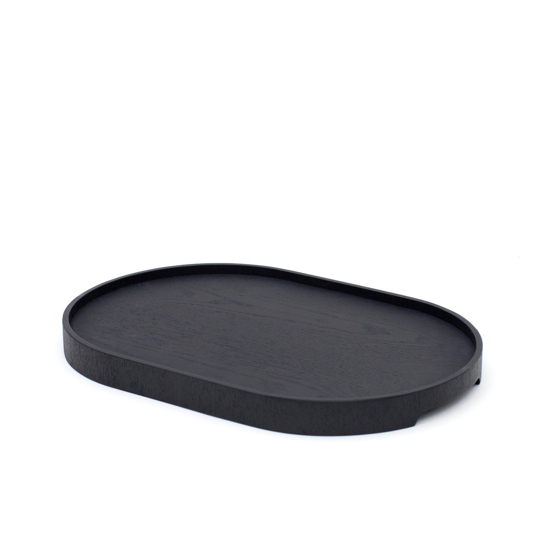 CurveLine™ Serving Tray Anti-Slip Medium Willow Wood, Black Matte