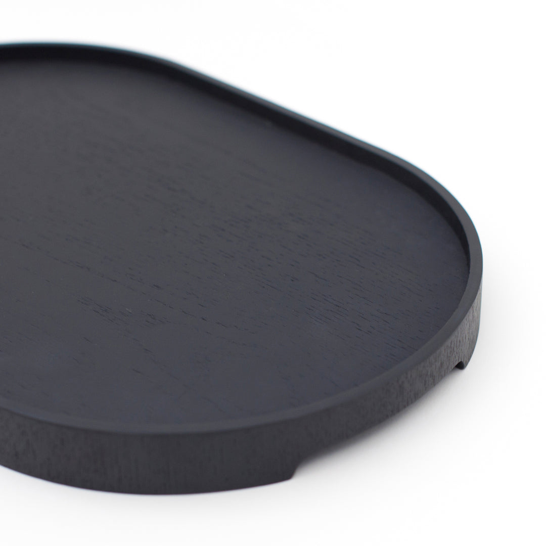 CurveLine™ Serving Tray Anti-Slip Medium Willow Wood, Black Matte