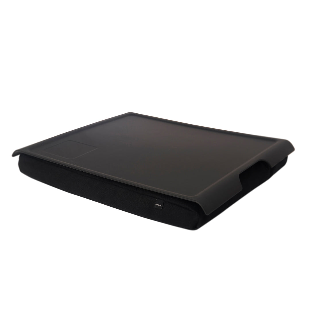 Laptray Anti-Slip. Large 
Matte Black tray. Black cushion 
Non-slip surface