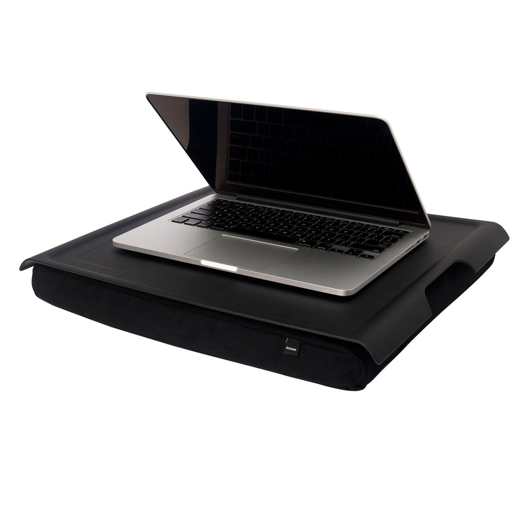 Laptray Anti-Slip. Large 
Matte Black tray. Black cushion 
Non-slip surface