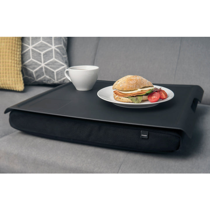 Laptray Anti-Slip. Large 
Matte Black tray. Black cushion 
Non-slip surface