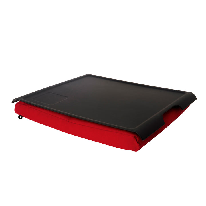 Laptray Anti-Slip. Large 
Matte Black tray. Red cushion 
Non-slip surface