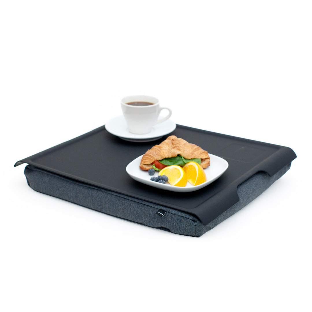 Laptray Anti-Slip. Large
Matte Black tray
Salt & Pepper Gray cushion. Non-slip surface