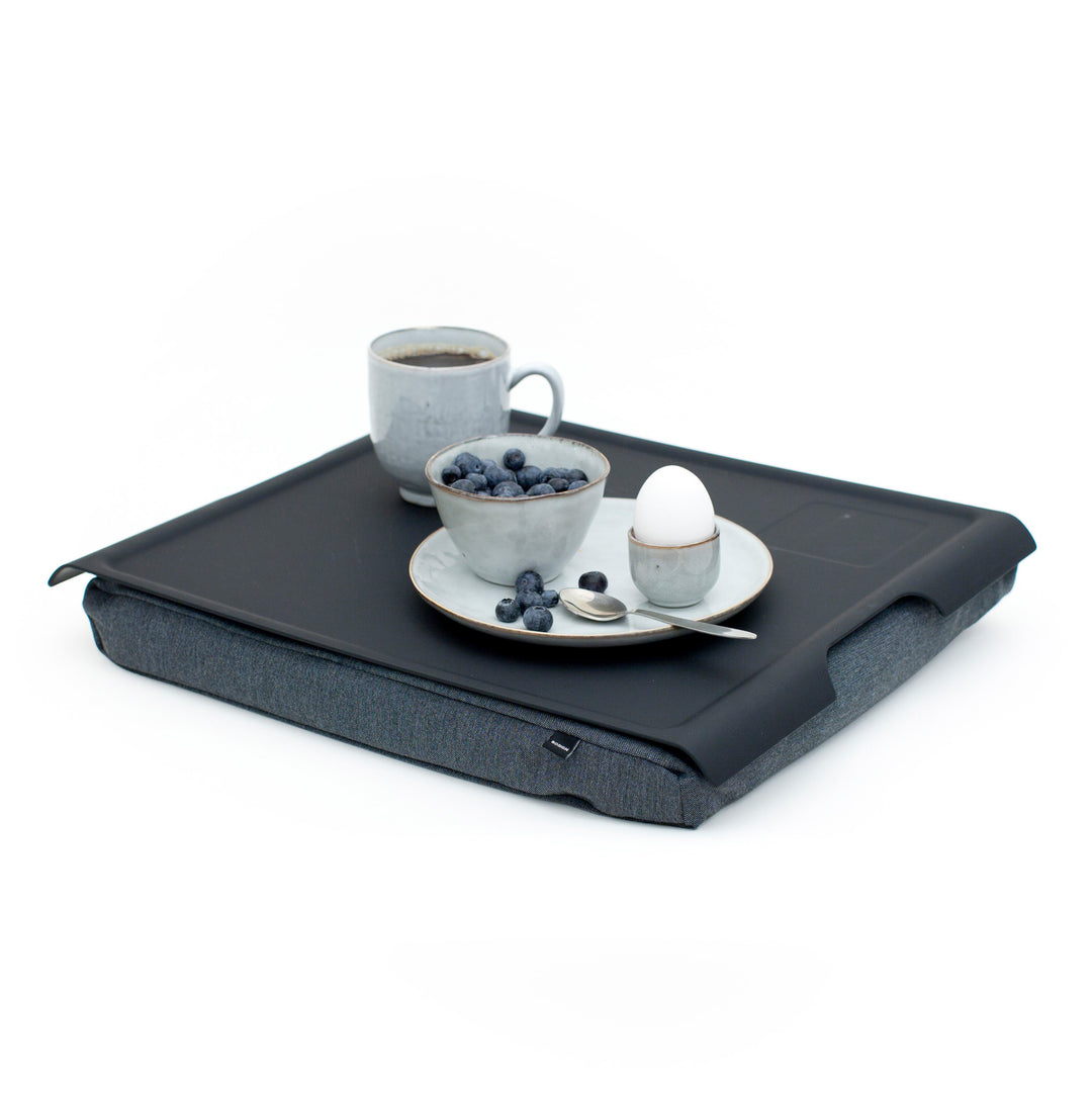 Laptray Anti-Slip. Large
Matte Black tray
Salt & Pepper Gray cushion. Non-slip surface