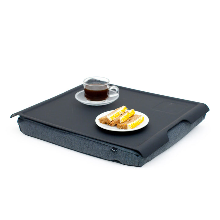 Laptray Anti-Slip. Large
Matte Black tray
Salt & Pepper Gray cushion. Non-slip surface