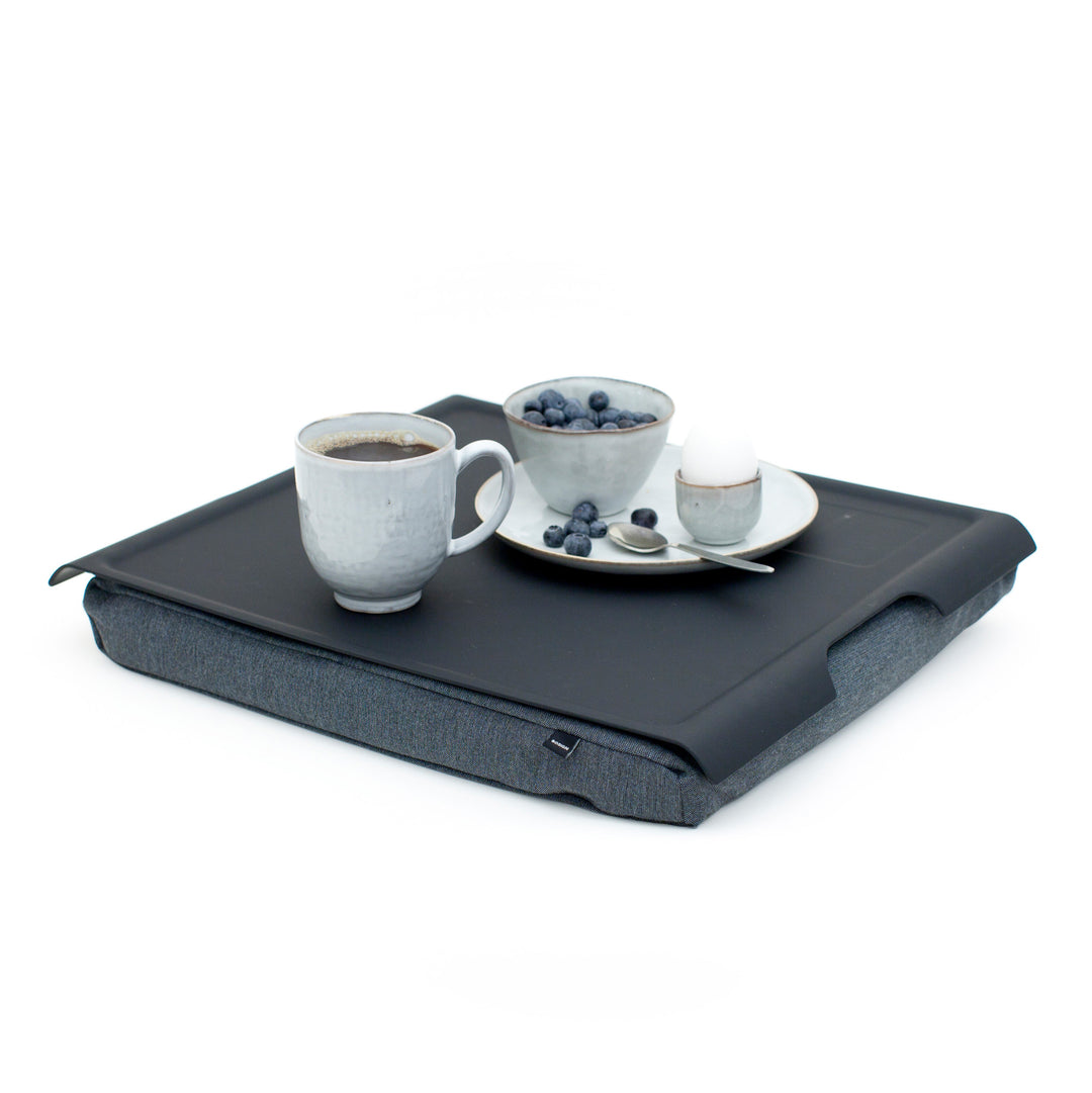 Laptray Anti-Slip. Large
Matte Black tray
Salt & Pepper Gray cushion. Non-slip surface