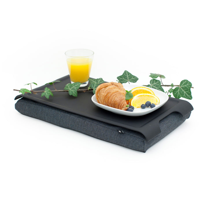 Mini Laptray Anti-Slip
Matte Black tray
Salt & Pepper Gray cushion. Non-slip surface