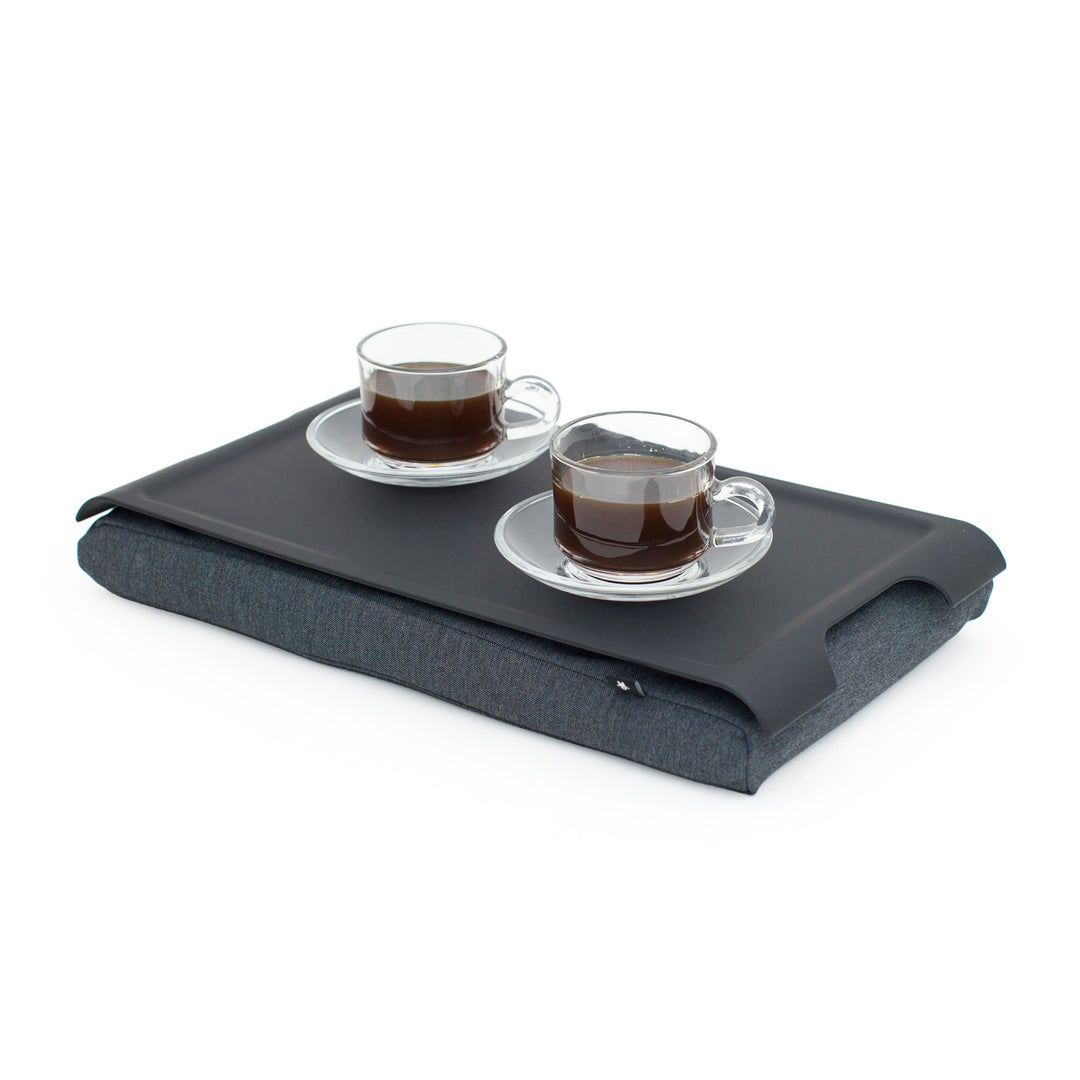 Mini Laptray Anti-Slip
Matte Black tray
Salt & Pepper Gray cushion. Non-slip surface