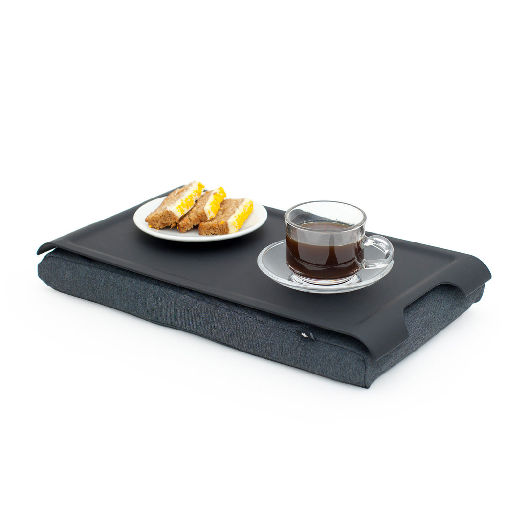 Mini Laptray Anti-Slip
Matte Black tray
Salt & Pepper Gray cushion. Non-slip surface