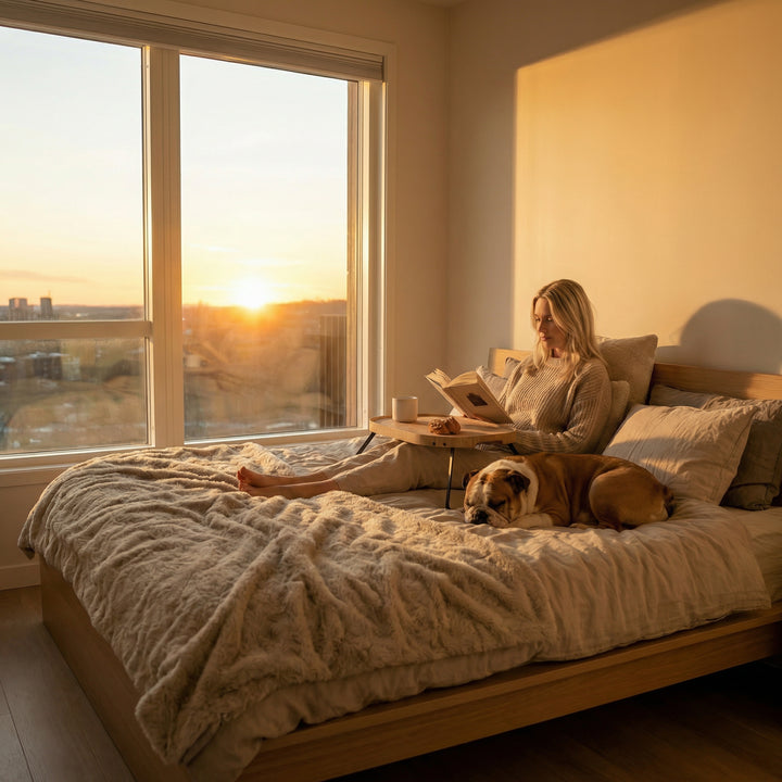 CurveLine™ Bed Tray Anti-Slip Large Willow Wood Top