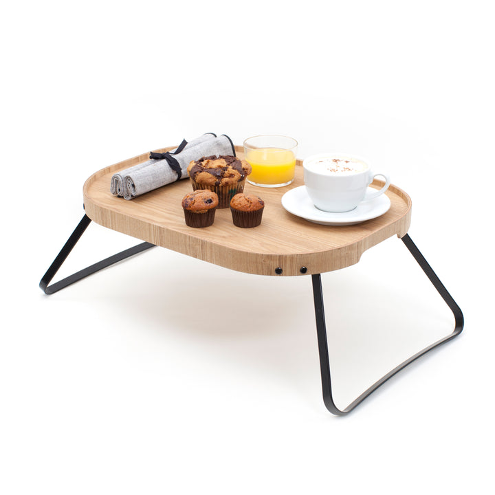 CurveLine™ Bed Tray Anti-Slip Large Willow Wood Top