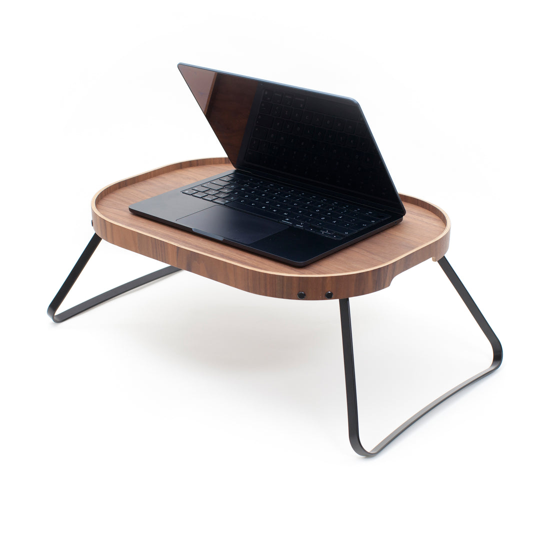 CurveLine™ Bed Tray Anti-Slip Large Walnut Wood Top