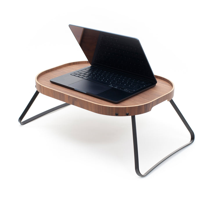 CurveLine™ Bed Tray Anti-Slip Large Walnut Wood Top