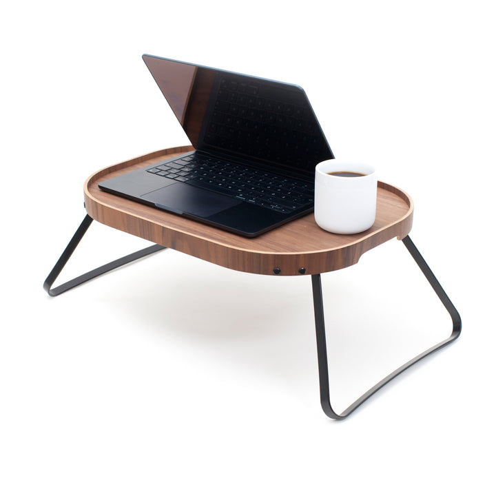 CurveLine™ Bed Tray Anti-Slip Large Walnut Wood Top