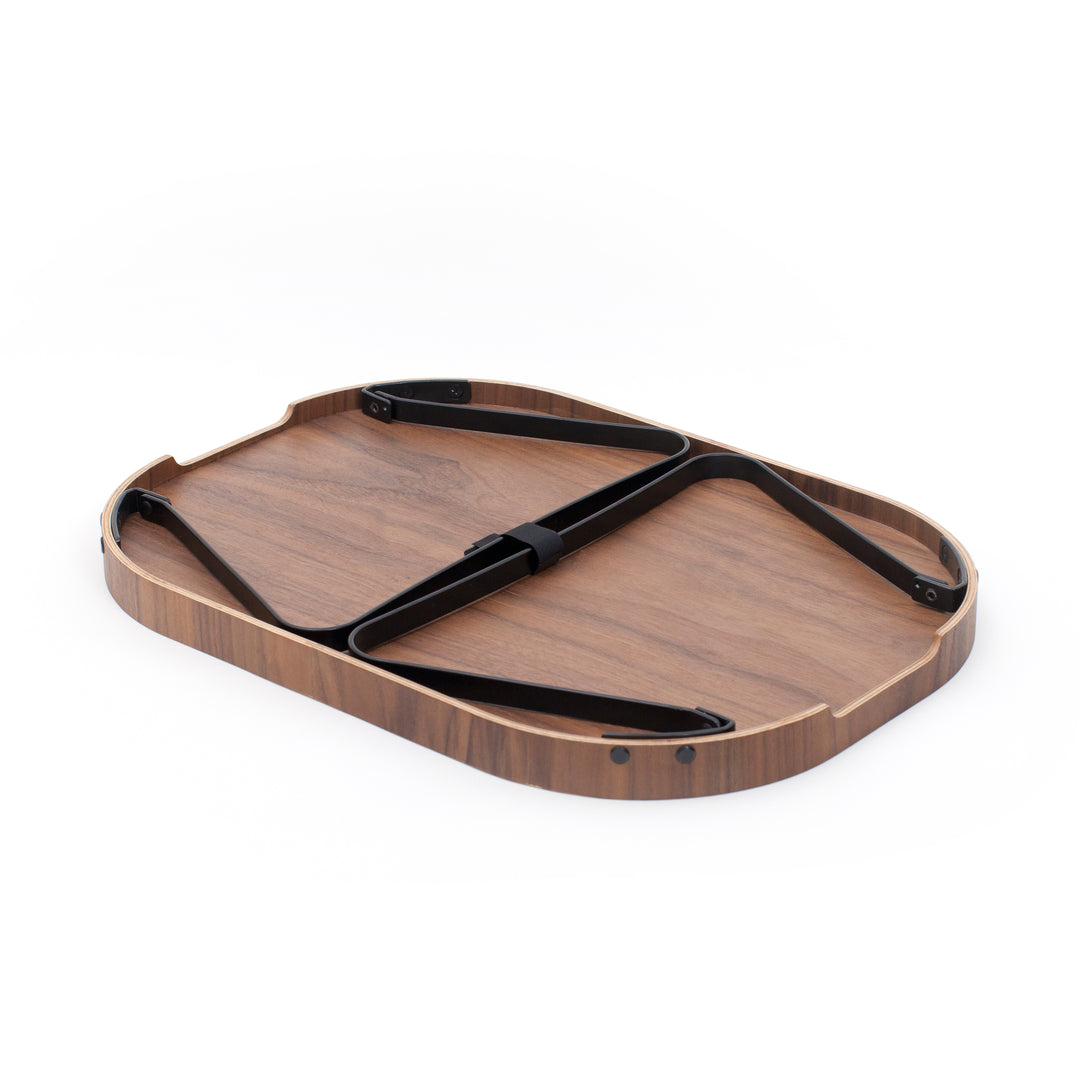 CurveLine™ Bed Tray Anti-Slip Large Walnut Wood Top