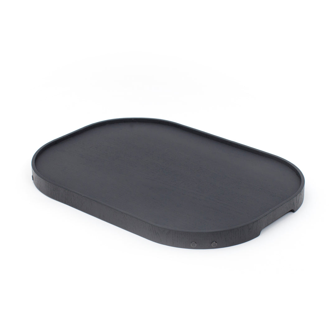 CurveLine™ Bed Tray Anti-Slip Large Willow Wood Top, Matte Black