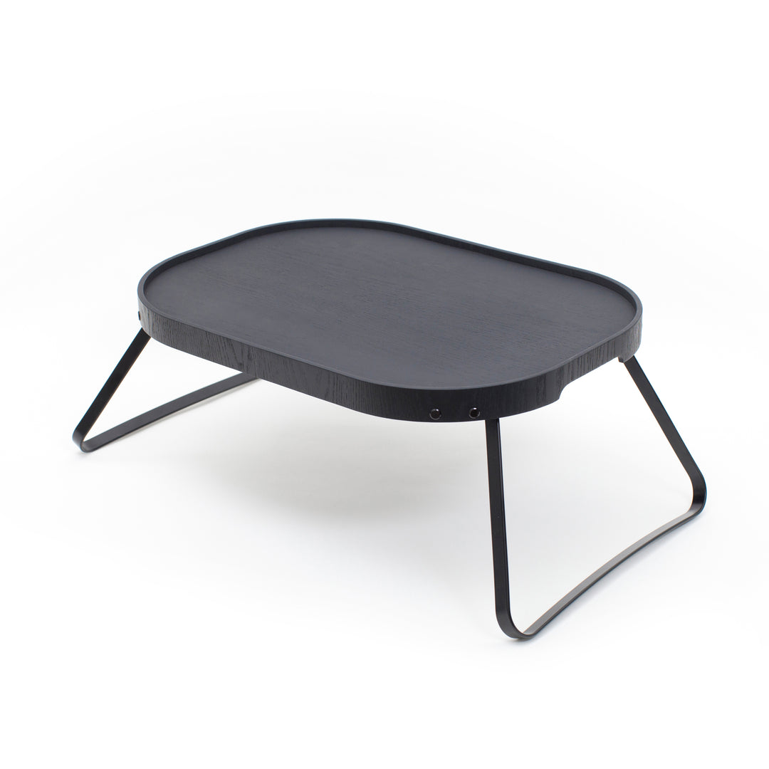 CurveLine™ Bed Tray Anti-Slip Large Willow Wood Top, Matte Black