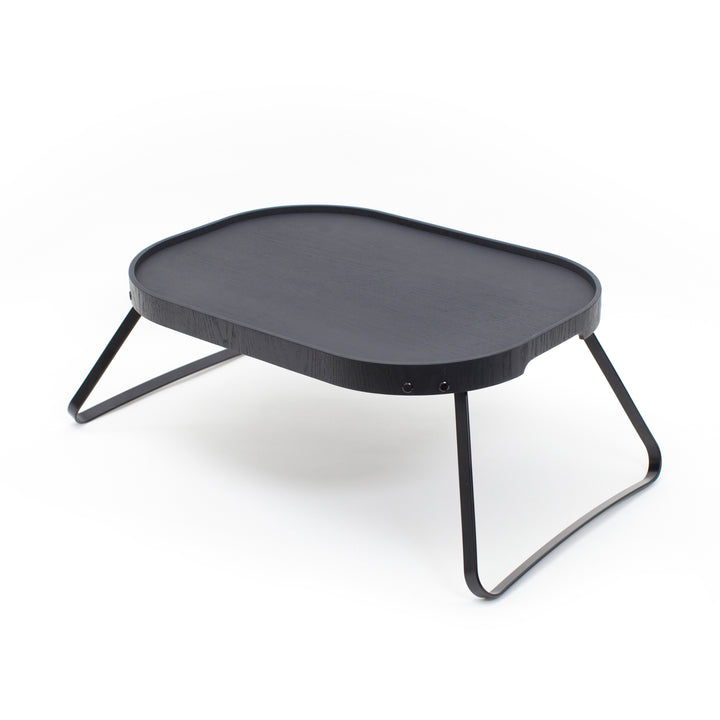 CurveLine™ Bed Tray Anti-Slip Large Willow Wood Top, Matte Black