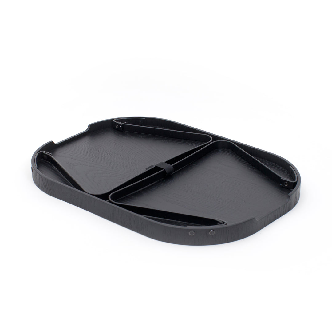 CurveLine™ Bed Tray Anti-Slip Large Willow Wood Top, Matte Black