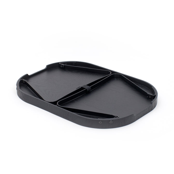 CurveLine™ Bed Tray Anti-Slip Large Willow Wood Top, Matte Black
