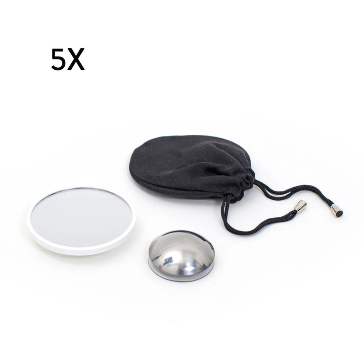 AirMirror™ Kompakter, abnehmbarer magnetischer Kosmetikspiegel 5x – Saugnapfbefestigung