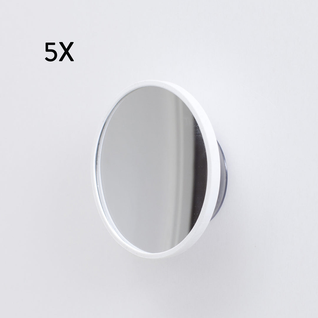AirMirror™ Kompakter, abnehmbarer magnetischer Kosmetikspiegel 5x – Saugnapfbefestigung