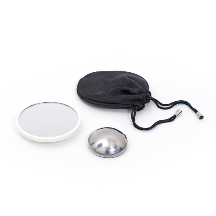 AirMirror™ Kompakter, abnehmbarer magnetischer Kosmetikspiegel 5x – Saugnapfbefestigung