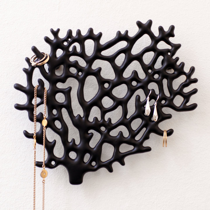 Wall mount Coral Jewelry Organizer
Matte black. Lacquered cast zinc