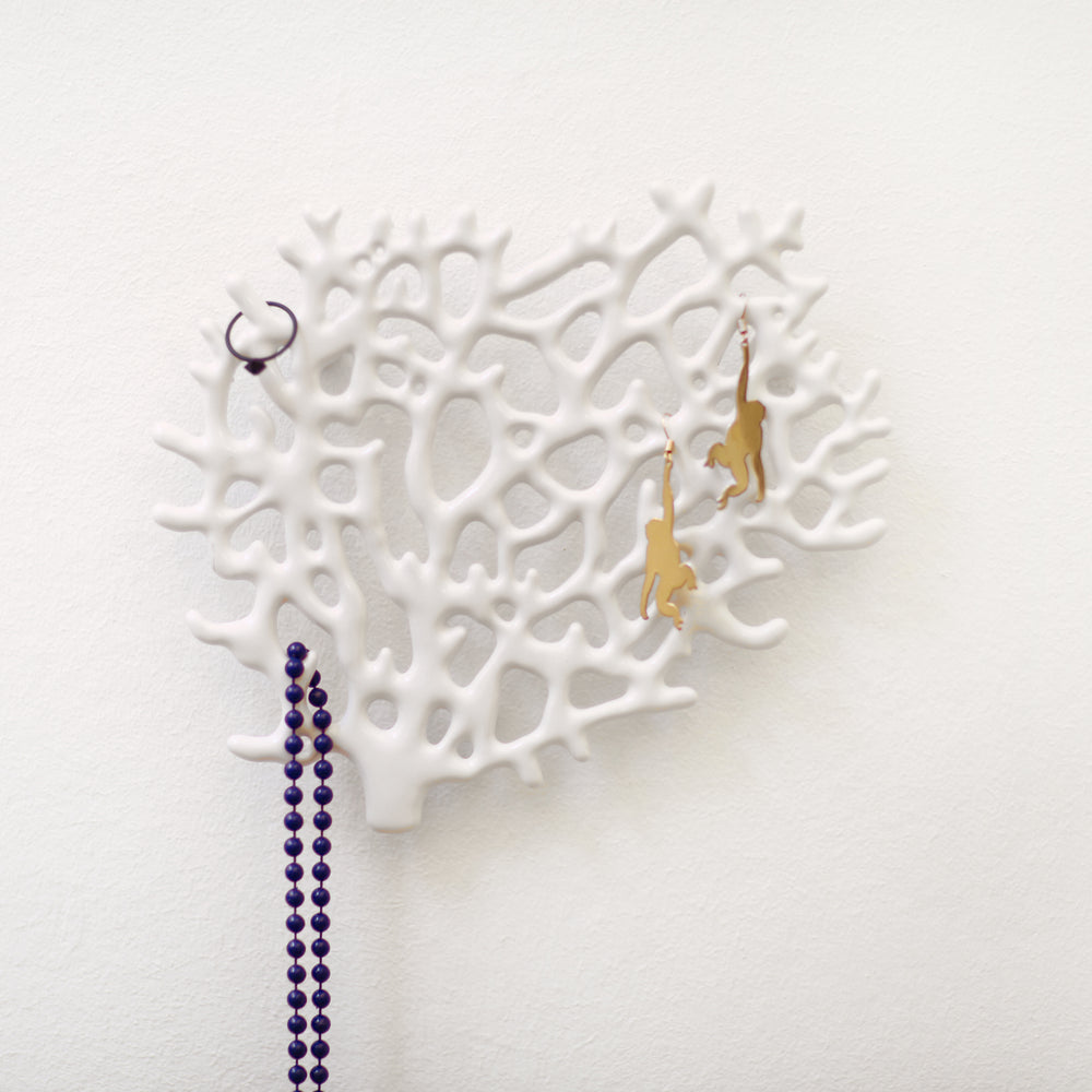 Wall mount Coral Jewelry Organizer
White. Lacquered cast zinc