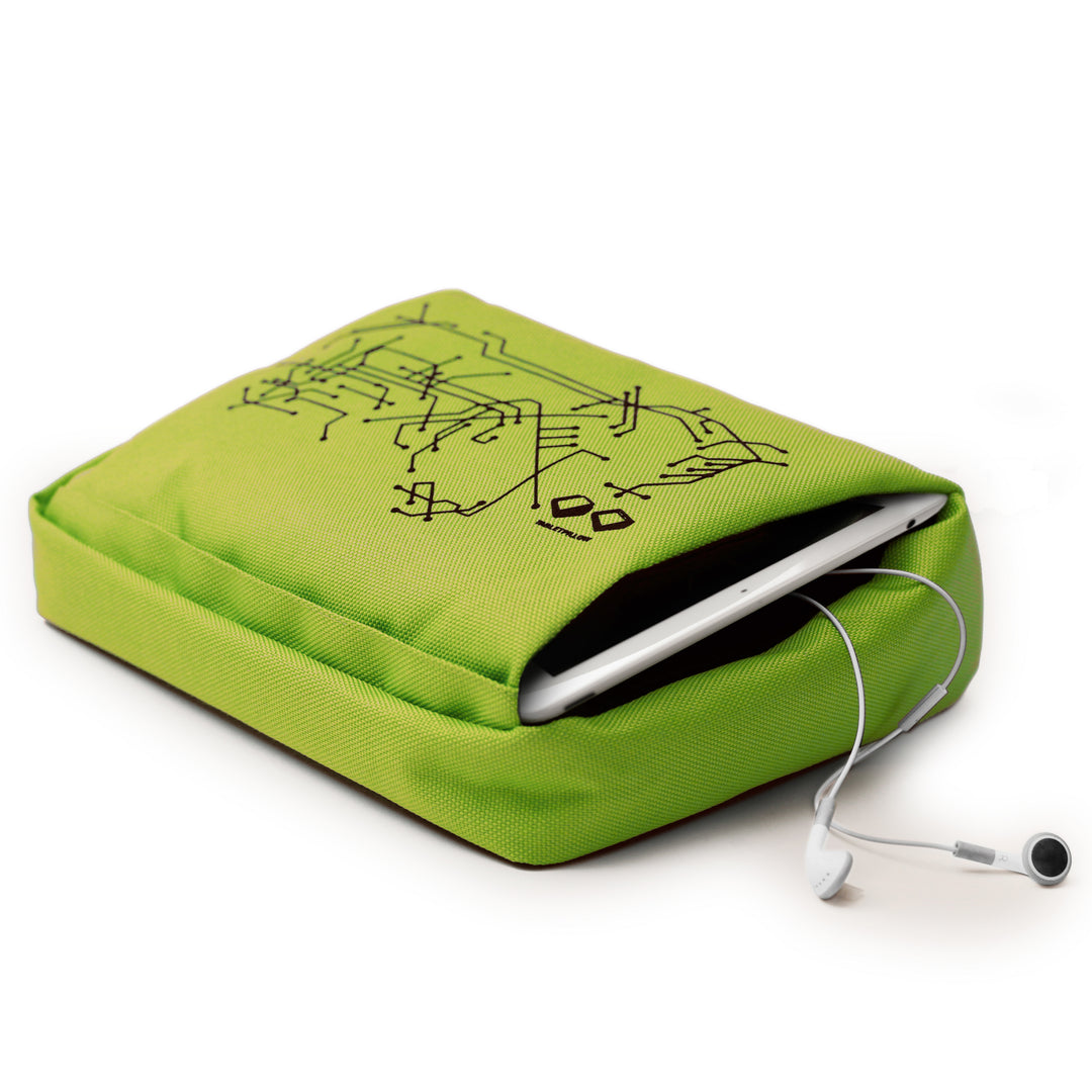 Tabletpillow Hitech with inner pockets for iPad / Tablet PC 
Lime green/ Black. Polyester. Silicone