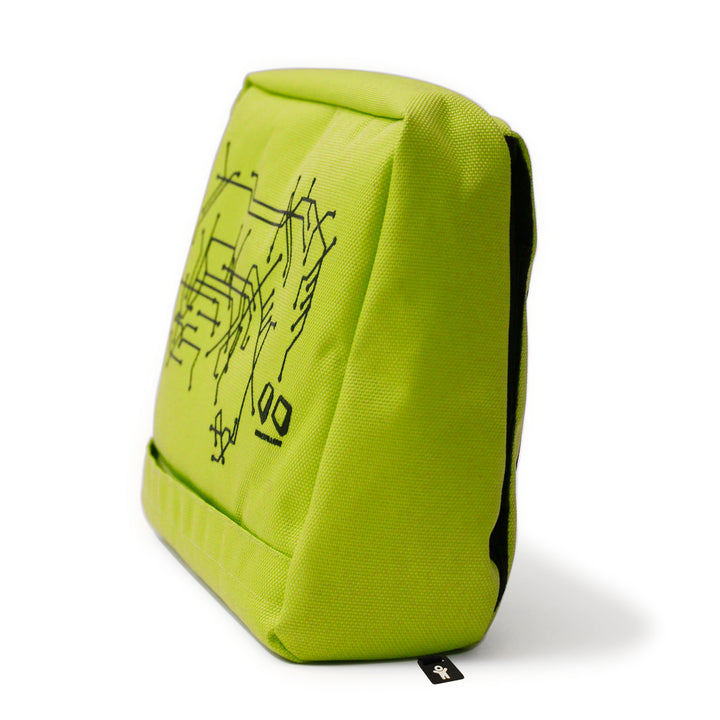 Tabletpillow Hitech with inner pockets for iPad / Tablet PC 
Lime green/ Black. Polyester. Silicone