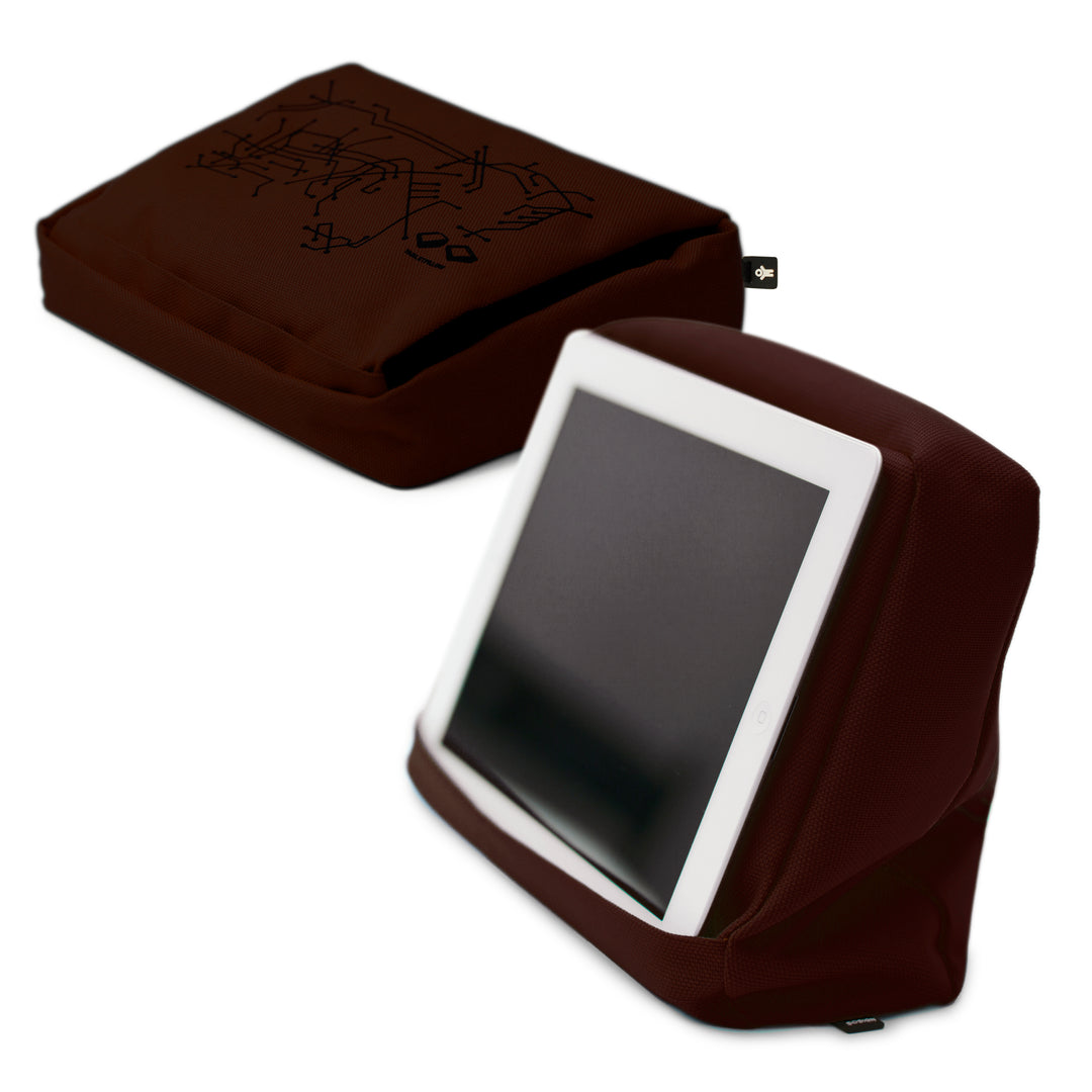 Tabletpillow Hitech with inner pockets for iPad / Tablet PC 
Dark Brown / Black. Polyester. Silicone