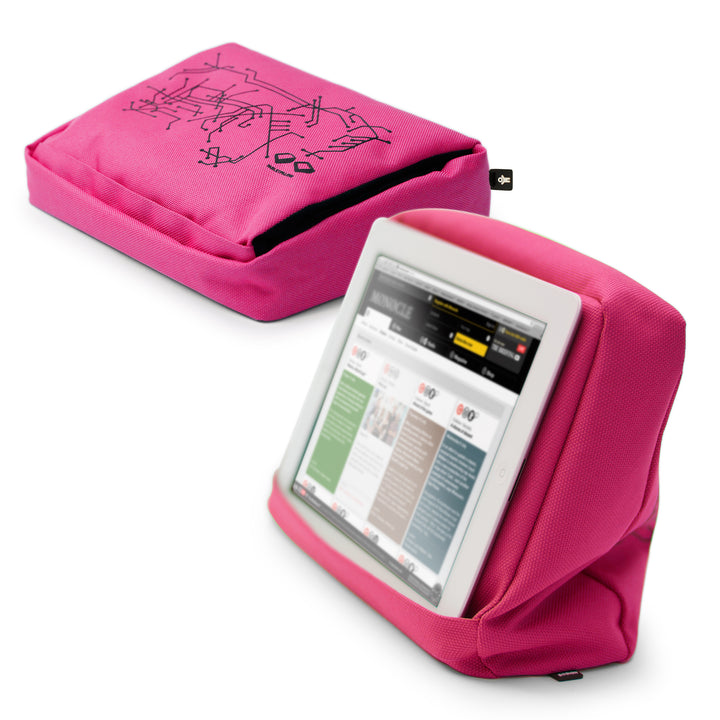 Tabletpillow Hitech with inner pockets for iPad / Tablet PC 
Cerise / Black. Polyester. Silicone