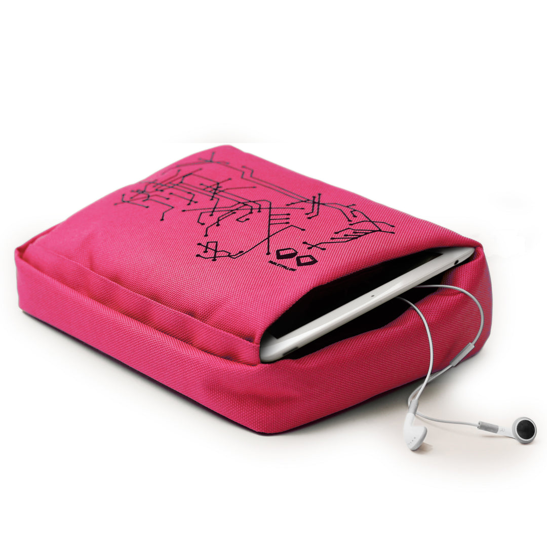 Tabletpillow Hitech with inner pockets for iPad / Tablet PC 
Cerise / Black. Polyester. Silicone