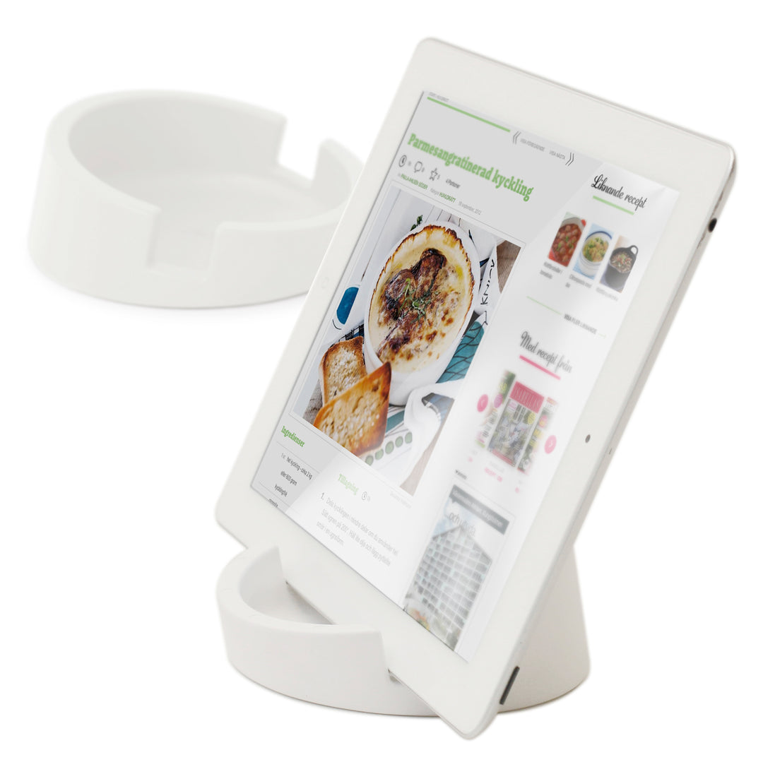 Kitchen Tablet Stand
Cookbook stand for Tablets and Smart Phones
White. Silicone