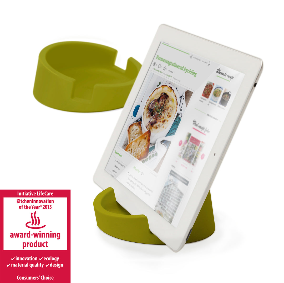 Kitchen Tablet Stand
Cookbook Stand for Tablets and Smart Phones
Green. Silicone